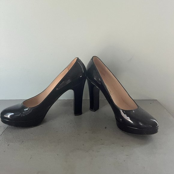 L' AUTRE Chose Black Leather High Heels Pumps Shoe - Picture 2 of 4